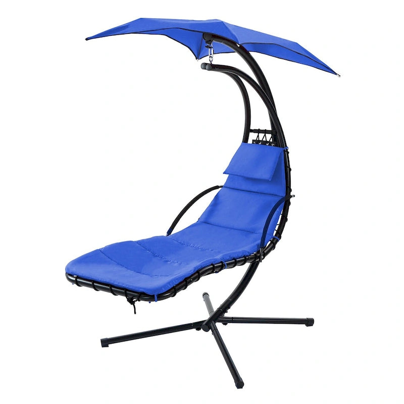 Outdoor Swing Chaise Lounge with Removable Canopy and Cushion