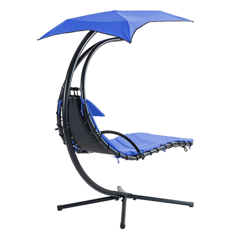 Outdoor Swing Chaise Lounge with Removable Canopy and Cushion