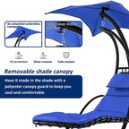 Outdoor Swing Chaise Lounge with Removable Canopy and Cushion