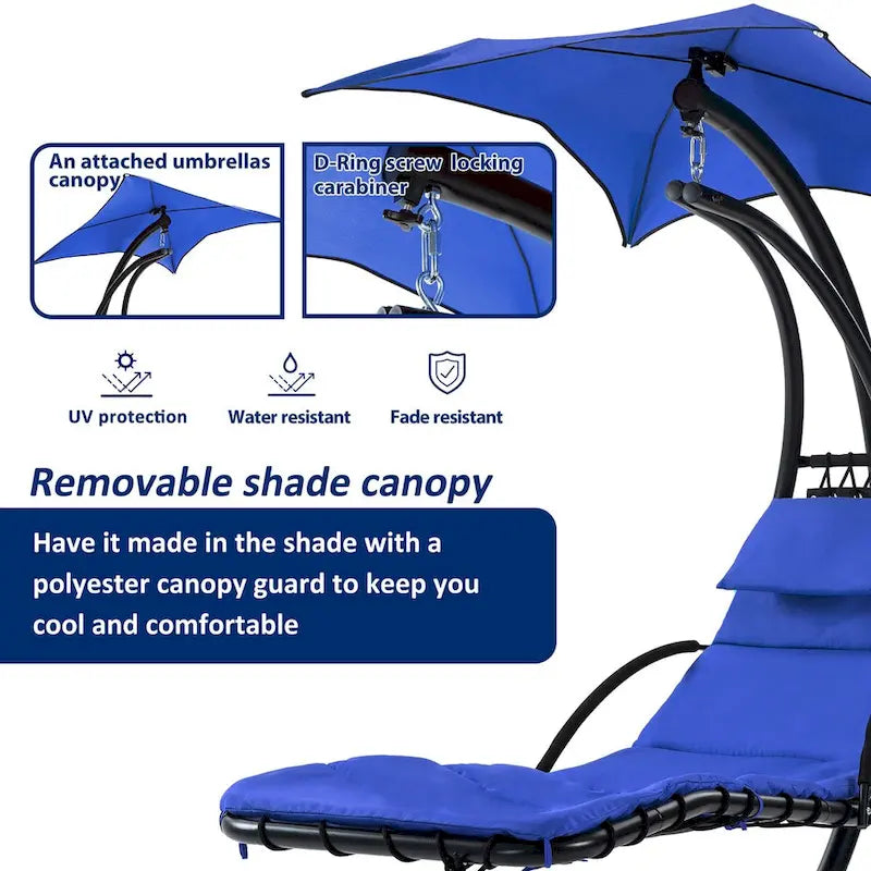 Outdoor Swing Chaise Lounge with Removable Canopy and Cushion