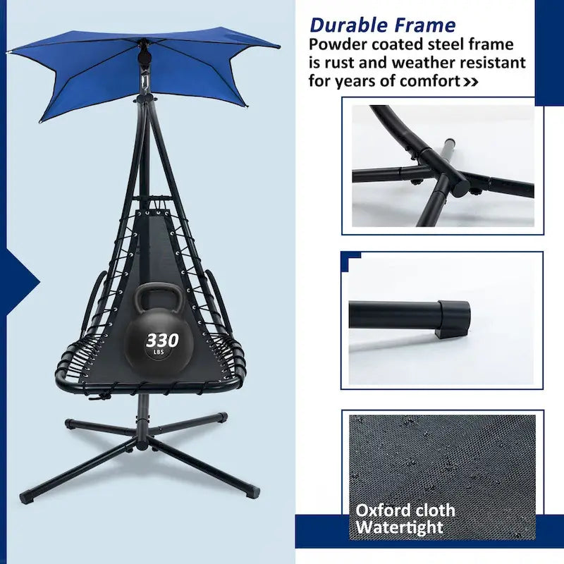 Outdoor Swing Chaise Lounge with Removable Canopy and Cushion