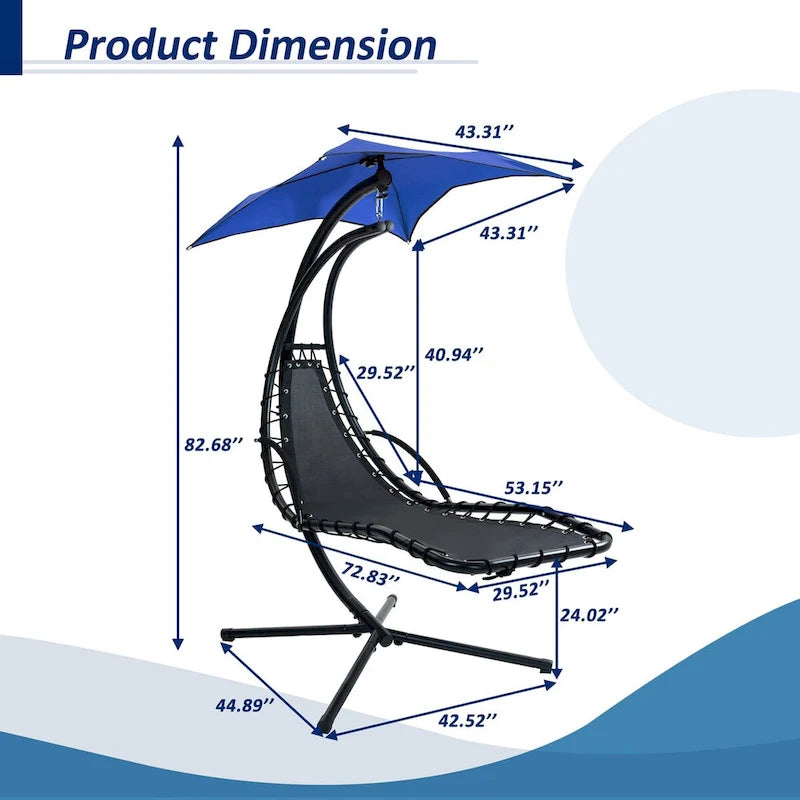 Outdoor Swing Chaise Lounge with Removable Canopy and Cushion