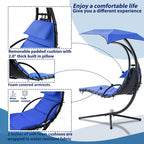 Outdoor Swing Chaise Lounge with Removable Canopy and Cushion