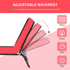 Patio Folding Chaise Lounge, Outdoor Sun Tanning Chair with 4-Position Reclining Back, Pillow, Breathable Mesh and Bungee Seat