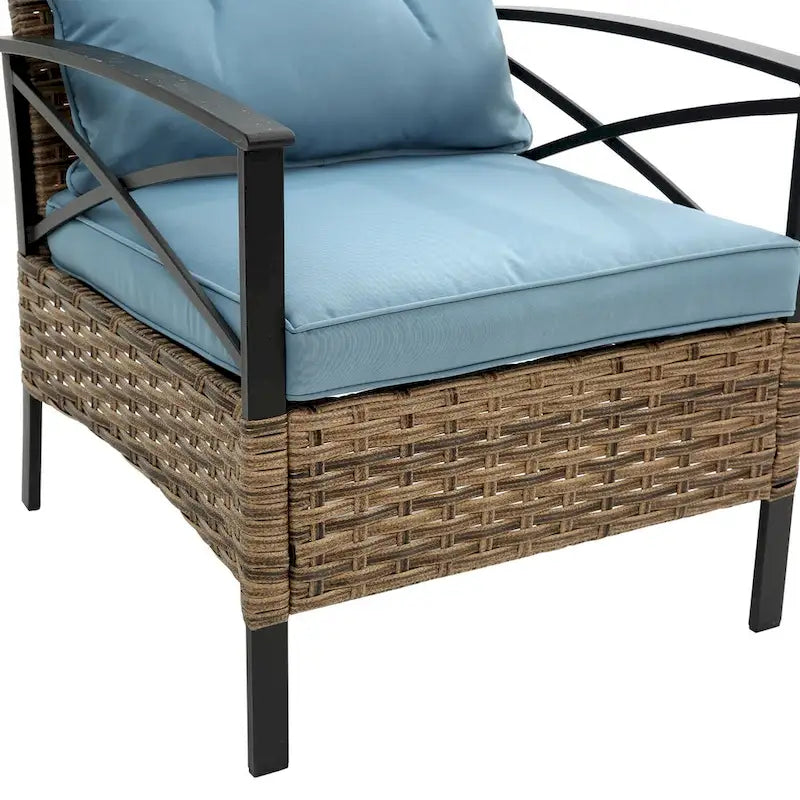 Patio 4 piece sectional sofa set rattan wicker outdoor garden furniture corner sofa set with cushion