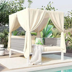 Outdoor Patio Sunbed with Curtains, High Comfort, Suitable