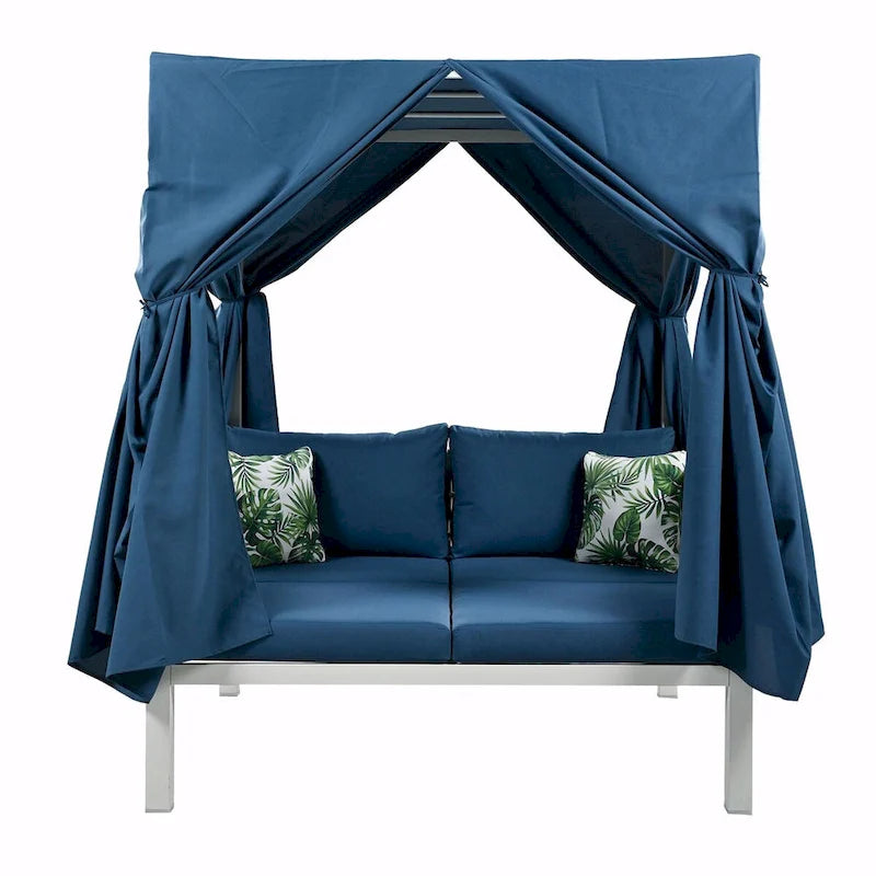 Outdoor Patio Sunbed with Curtains, High Comfort, Suitable
