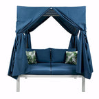 Outdoor Patio Sunbed with Curtains, High Comfort, Suitable