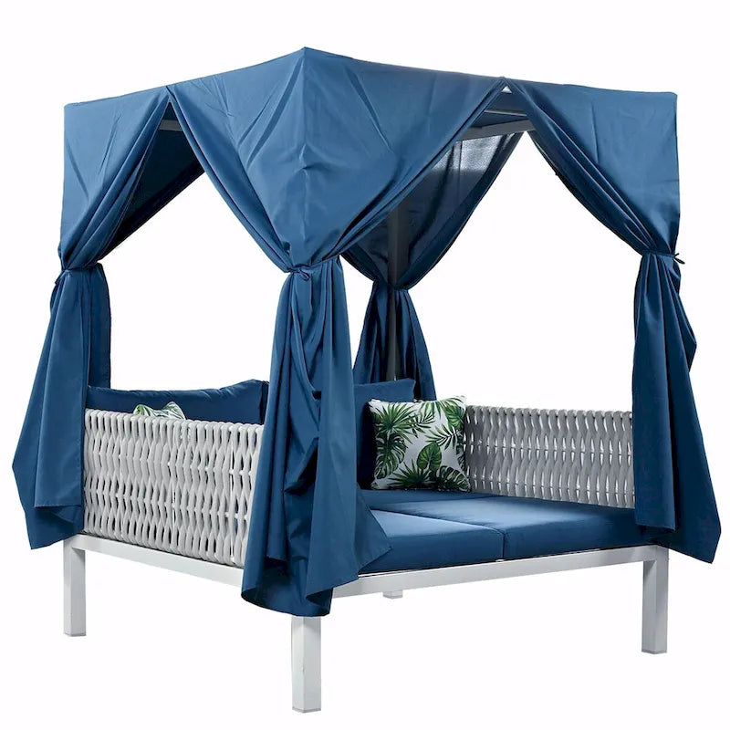 Outdoor Patio Sunbed with Curtains, High Comfort, Suitable