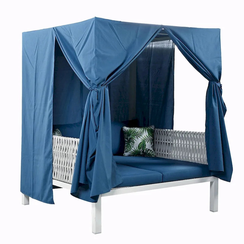 Outdoor Patio Sunbed with Curtains, High Comfort, Suitable
