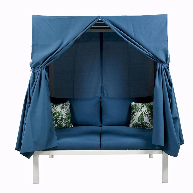 Outdoor Patio Sunbed with Curtains, High Comfort, Suitable