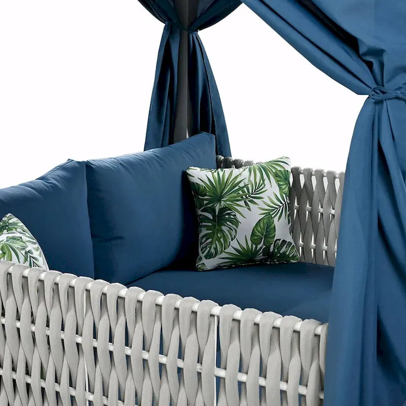 Outdoor Patio Sunbed with Curtains, High Comfort, Suitable