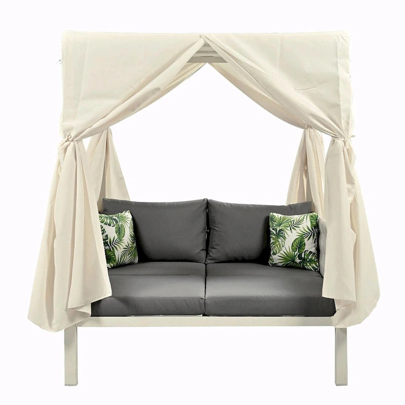 Outdoor Patio Sunbed with Curtains, High Comfort, Suitable