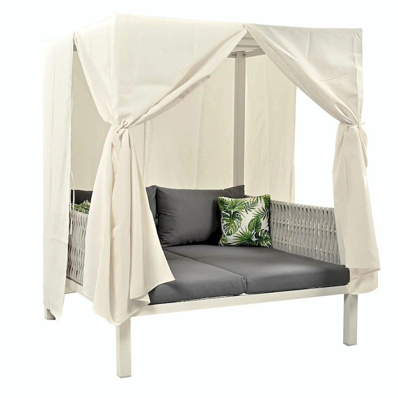Outdoor Patio Sunbed with Curtains, High Comfort, Suitable