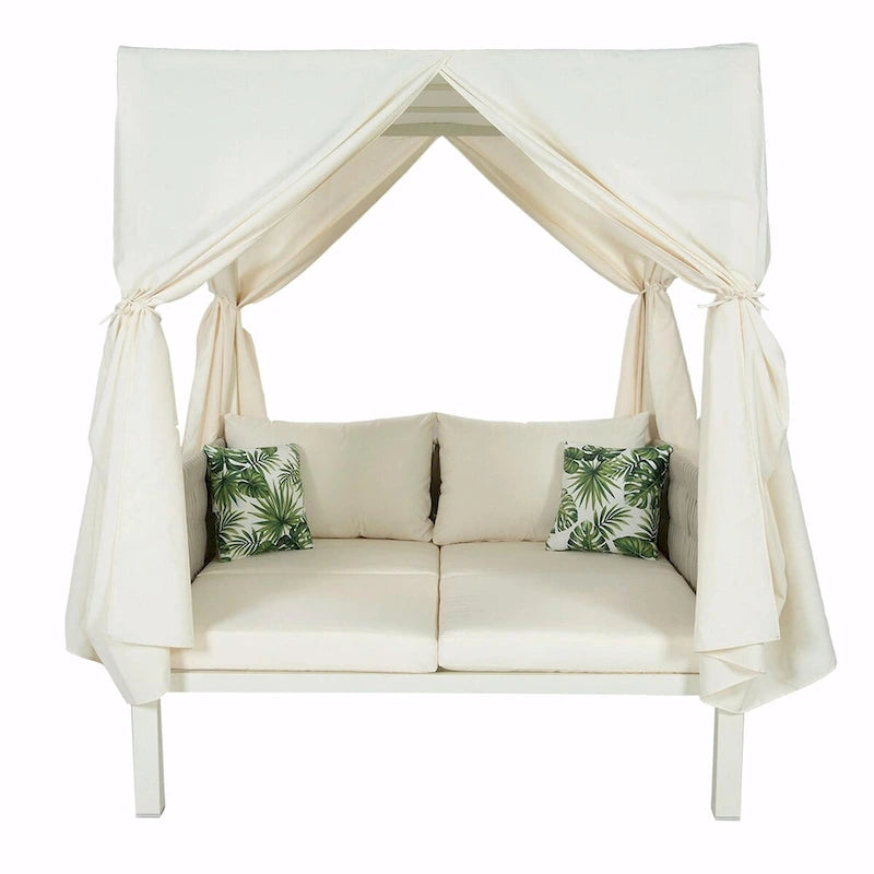 Outdoor Patio Sunbed with Curtains, High Comfort, Suitable