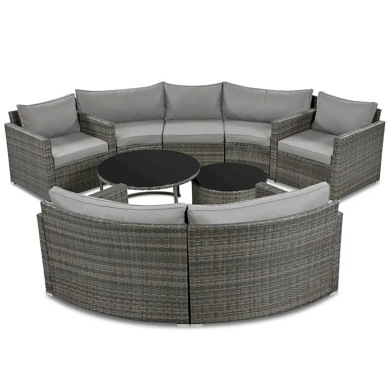 Nestfair 9-Pieces Wicker Outdoor Patio Sofa Set with Pillows and Cushions