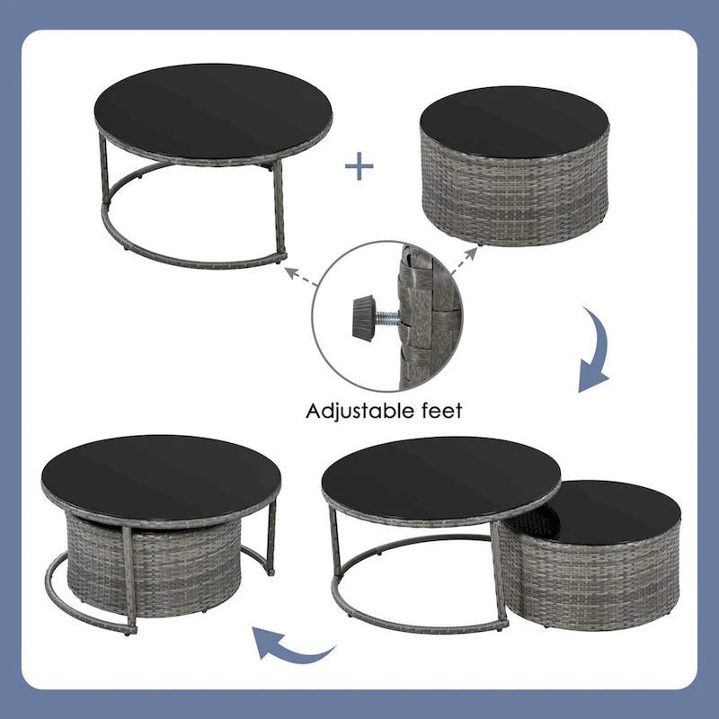 Nestfair 9-Pieces Wicker Outdoor Patio Sofa Set with Pillows and Cushions