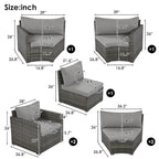 Nestfair 9-Pieces Wicker Outdoor Patio Sofa Set with Pillows and Cushions
