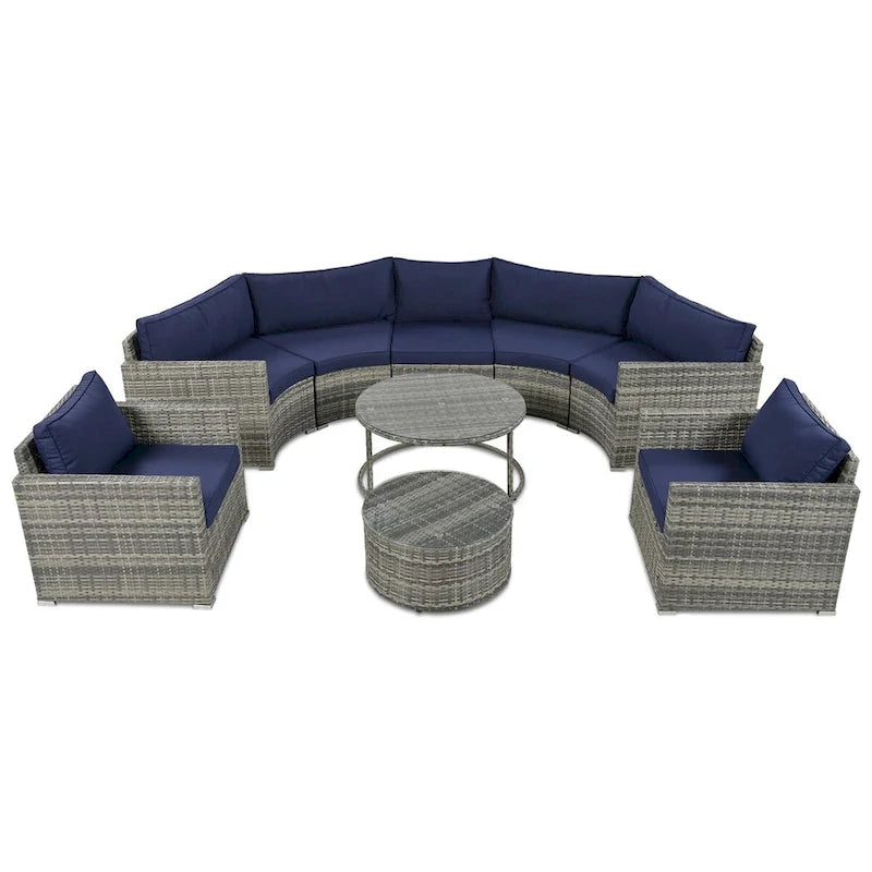 Nestfair 9-Pieces Wicker Outdoor Patio Sofa Set with Pillows and Cushions