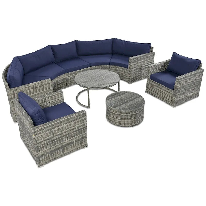 Nestfair 9-Pieces Wicker Outdoor Patio Sofa Set with Pillows and Cushions