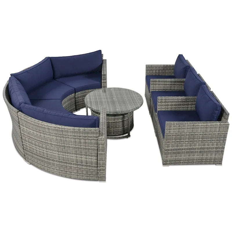 Nestfair 9-Pieces Wicker Outdoor Patio Sofa Set with Pillows and Cushions