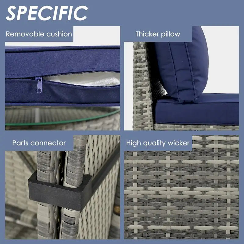 Nestfair 9-Pieces Wicker Outdoor Patio Sofa Set with Pillows and Cushions