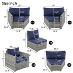Nestfair 9-Pieces Wicker Outdoor Patio Sofa Set with Pillows and Cushions