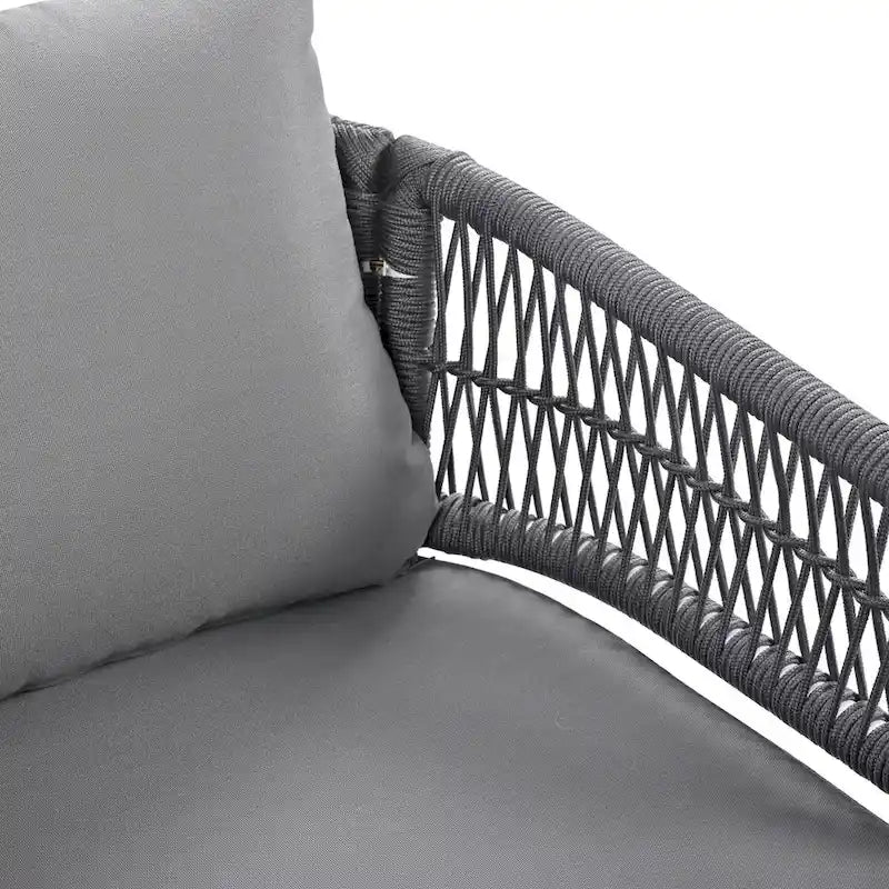 4PCS Boho Rope Patio Sofa Set with Acacia Wood Table