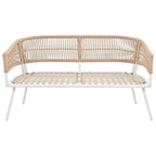 4PCS Boho Rope Patio Sofa Set with Acacia Wood Table
