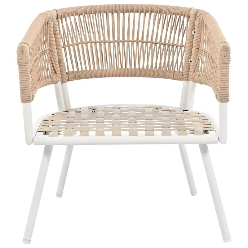 4PCS Boho Rope Patio Sofa Set with Acacia Wood Table