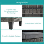 BONOSUKI 8-Piece Patio Sofa Set Grey Rattan Furniture Set w/Ottomans