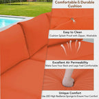 Black 7-Piece Wicker Outdoor Sectional Set Patio Sofa Set with Orange Cushions and Coffee Table