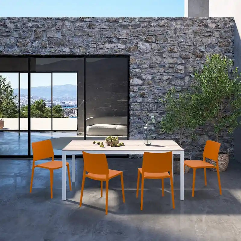 WRGHOME Modern Stacking Patio Dining Side Chair Indoor/Outdoor (Set of 2) - 31.30 H X 19.29 W X 21.06 D