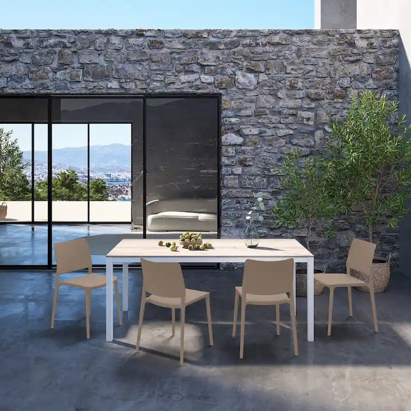 WRGHOME Modern Stacking Patio Dining Side Chair Indoor/Outdoor (Set of 2) - 31.30 H X 19.29 W X 21.06 D