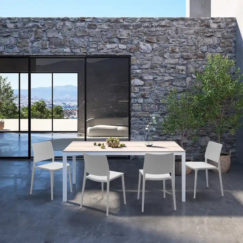 WRGHOME Modern Stacking Patio Dining Side Chair Indoor/Outdoor (Set of 2) - 31.30 H X 19.29 W X 21.06 D