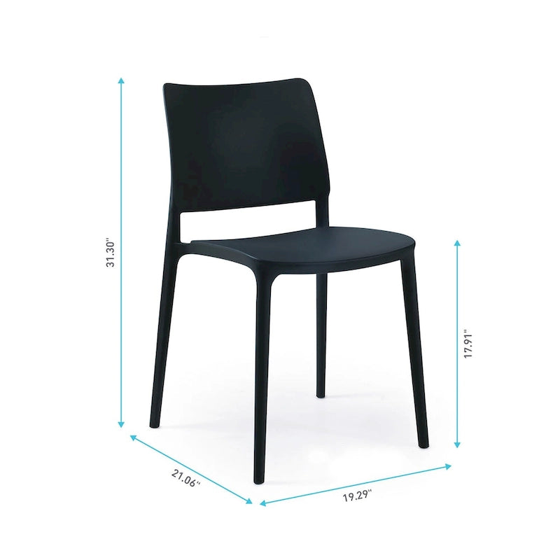 WRGHOME Modern Stacking Patio Dining Side Chair Indoor/Outdoor (Set of 2) - 31.30 H X 19.29 W X 21.06 D