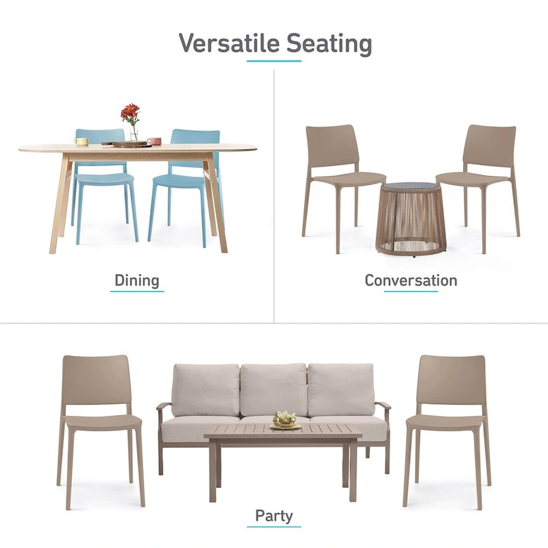 WRGHOME Modern Stacking Patio Dining Side Chair Indoor/Outdoor (Set of 2) - 31.30 H X 19.29 W X 21.06 D