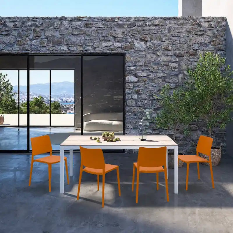 WRGHOME Modern Stacking Patio Dining Side Chair Indoor/Outdoor (Set of 2) - 31.30 H X 19.29 W X 21.06 D