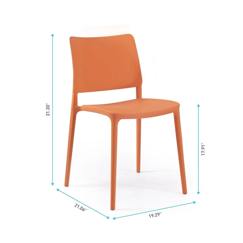 WRGHOME Modern Stacking Patio Dining Side Chair Indoor/Outdoor (Set of 2) - 31.30 H X 19.29 W X 21.06 D