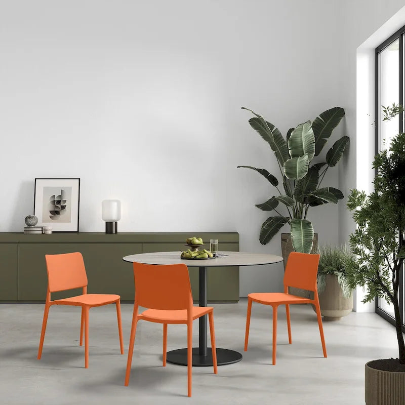WRGHOME Modern Stacking Patio Dining Side Chair Indoor/Outdoor (Set of 2) - 31.30 H X 19.29 W X 21.06 D
