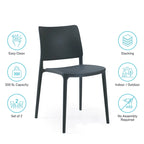 WRGHOME Modern Stacking Patio Dining Side Chair Indoor/Outdoor (Set of 2) - 31.30 H X 19.29 W X 21.06 D