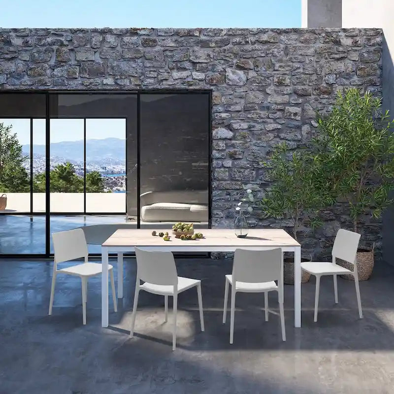 WRGHOME Modern Stacking Patio Dining Side Chair Indoor/Outdoor (Set of 2) - 31.30 H X 19.29 W X 21.06 D