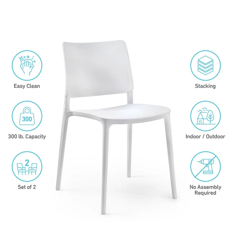 WRGHOME Modern Stacking Patio Dining Side Chair Indoor/Outdoor (Set of 2) - 31.30 H X 19.29 W X 21.06 D
