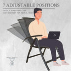 Aluminum Adjustable Outdoor Reclining Sling Lawn Chairs in Dark Gray Set of 2