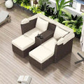 Outdoor Patio Loveseat Sofa Set with Foldable Awning