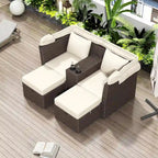 Outdoor Patio Loveseat Sofa Set with Foldable Awning