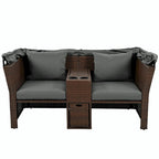 Outdoor Patio Loveseat Sofa Set with Foldable Awning