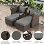 Outdoor Patio Loveseat Sofa Set with Foldable Awning