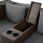 Outdoor Patio Loveseat Sofa Set with Foldable Awning