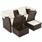 Outdoor Patio Loveseat Sofa Set with Foldable Awning
